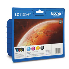 Pack de 4 tinteiros de tinta (BK/C/M/Y) - Brother LC1100HYVALBP