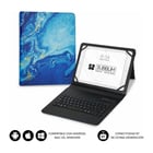 Estojo universal Subblim Keytab Pro Bluetooth 9-10,1" - Design ultrafino - Suporte ajustável - Sistema magnético - Robusto e adaptável - Sem fios - Bluetooth - Cor azul mármore - Subblim SUBKT5-BTTB01