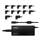 Carregador automático universal de 90 W para computadores portáteis com 12 conectores + USB-A QC.3.0 - Preto - Aisens 181651