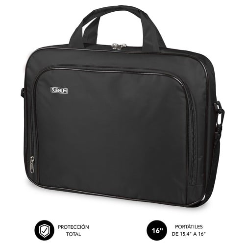 Pasta Subblim em poliéster Oxford para trabalhos pesados - Interior almofadado e reforçado - Dois compartimentos separados - Bolso exterior de grande capacidade - Alça de ombro ajustável e amovível - Subblim 234162