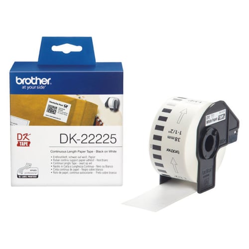 Fita contínua de Papel térmico (branca). Largura: 38 mm. Comprimento: 30,48 m - Brother DK22225