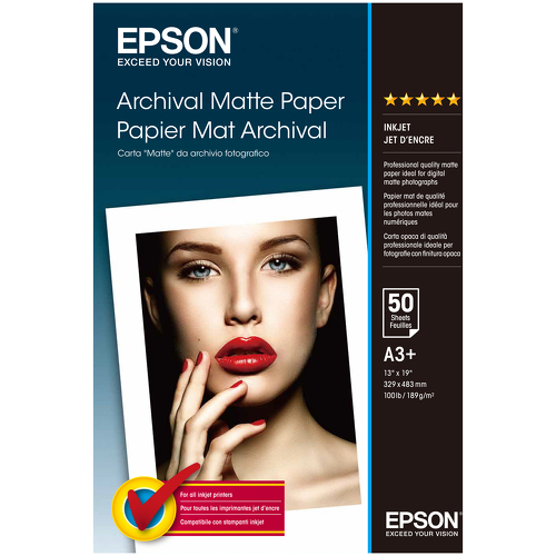 EPSON Matte archival paper inkjet 192g/m2 A3+ 50 sheets 1-pack - Epson C13S041340