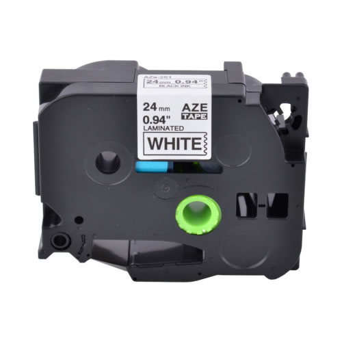 Fita laminada compatível com TZe-251. Texto preto sobre fundo branco. Largura: 12 mm. Comprimento: 8 m - Brother TZe-251C