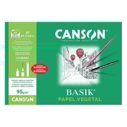 Papel Vegetal A3 95g Canson Basik Minipack 12Fls - Canson 1834714