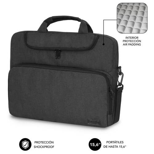 Bolsa para computador portátil Subblim para computadores portáteis até 15,6 polegadas - Proteção almofadada a ar - Poliéster Oxford resistente - Repelente de líquidos - Preto - Subblim 234167