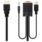 Cabo conversor HDMI para VGA+Jack3.5+USB-A 1,8 m - Preto - Nanocable 231997