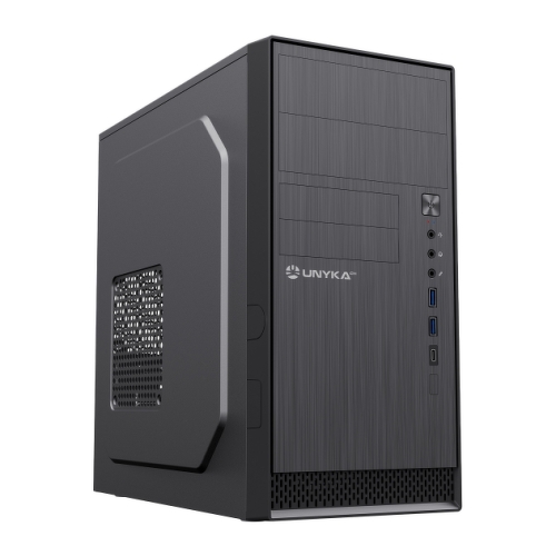 Gabinete Torre MicroATX Unykach Aero C12 V2 - Tamanho de Unidade Suportada: 3,5", 2,5" - USB-A 3.0, USB-C 2.0, Áudio - Preto - Unykach UK52110V2