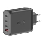 Carregador de parede universal NGS Bud 140W 140W Ultra rápido - GaN - 3x USB-C PD & PPS, 1x USB-A QC 3.0 - Cor preta - NGS 304302