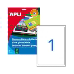 Etiquetas 199,6x289mm 10Fls A4 Branco Glossy Apli 10un - APLI APL2926