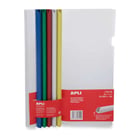 Apli Encuadernadores Deslizantes en Colores Surtidos 10x297mm con Funda Transparente - Ranura para Facil Insercion de Hojas - Pack de 5 con Capacidad de 100 Hojas - APLI 13112