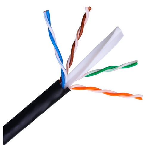Aisens Outdoor Network Cable À Prova D' Água RJ45 Cat.6 UTP Rígido AWG24 - Bobina 100m 100% Cobre para Instalação - Resistente a Raios Ultravioleta - Cor Preta - Aisens A135-0263