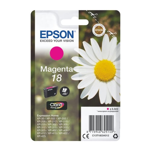 EPSON TINTEIRO MAGENTA 18XL XP102/XP205/XP305/XP40 C/ALARME - Epson C13T18134022