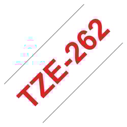 Fita de etiquetas laminadas genéricas Brother TZe262 - Texto vermelho sobre fundo branco - Largura 36 mm x 8 metros - BR-TZE262