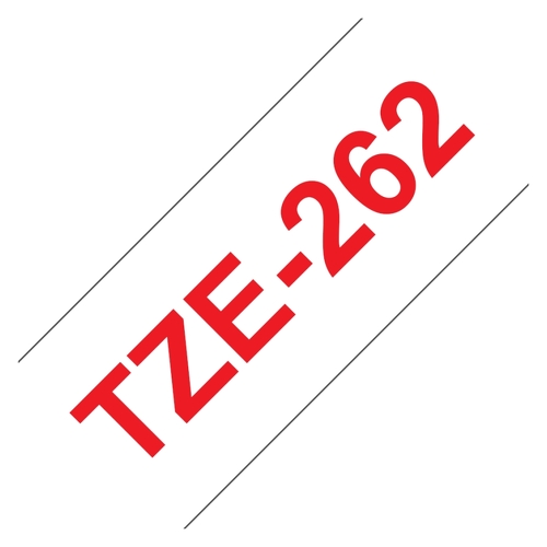 Fita de etiquetas laminadas genéricas Brother TZe262 - Texto vermelho sobre fundo branco - Largura 36 mm x 8 metros - BR-TZE262
