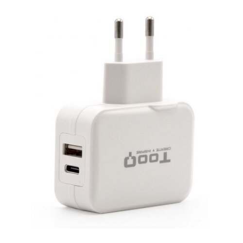 Carregador de parede Tooq USB 2.0, USB-C - Branco - Tooq 142474