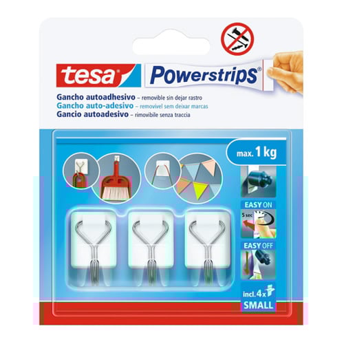 Gancho Adesivo Tesa Powerstrips 1Kg Branco 3un - Tesa 1561102