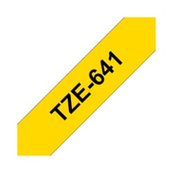 Fita Laminada 18mmx8mts Fundo Amarelo / Texto Preto - Brother BROTZ641