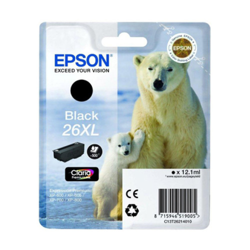 Cartucho de tinta original preto Epson T2621 (26XL) - C13T26214012 - Epson C13T26214012