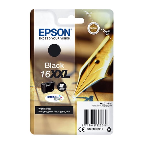 EPSON TINTEIRO PRETO 16XXL WORKFORCE 2660DWF RF/AM - Epson C13T16814022
