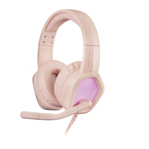 Auricular para jogos Mars Gaming MH320 com microfone dobrável - Iluminação RGB - Banda para a cabeça ajustável - Auriculares almofadados - Controlo do cabo - Cabo torcido de 2 m - Mars Gaming MH320P