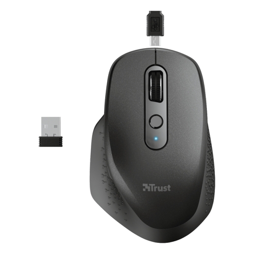 Trust Ozaa Rato sem fios recarregável 2400dpi - 6 botões + deslocamento vertical e horizontal - Ergonómico - Utilização com a mão direita - Preto - Trust 23812