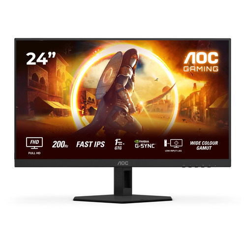 AOC MONITOR IPS 24" (23.8) FHD 0.5MS 200HZ HDMI DP COLUNAS OUTLET EMB.DANIFICADA - AOC 24G4HRE