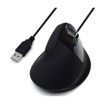 Ewent Ergonomic Vertical USB 1800dpi mouse - 5 botões - Uso com a mão direita - Cabo de 1,23 m - Preto - Ewent EW3157