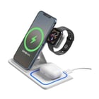 XO WX023 Estação de carregamento sem fios tripla de 15 W - Carrega até 3 dispositivos em simultâneo - Deteção automática - Branco - XO 167611