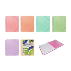 Pasta espiral Bismark com 40 bolsos transparentes - Polipropileno - Tamanho A4 - Espiral de plástico não deformável - Abertura de 360 graus - Fecho elástico - Cores pastel - Bismark BI329606