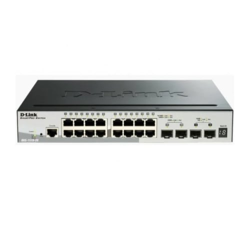 16-Port 10/100/1000Mbps Gigabit Stackable SmartPro Switch + 2 SFP ports + 2 x 10G SFP+ ports - D-Link DGS-1510-20/E