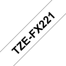 Fita laminada flexível. Texto preto sobre fundo branco. Largura: 9 mm. Comprimento: 8 m - Brother TZeFX221