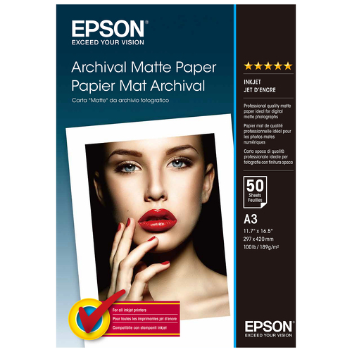 EPSON Matte archival paper inkjet 192g/m2 A3 50 sheets 1-pack - Epson C13S041344