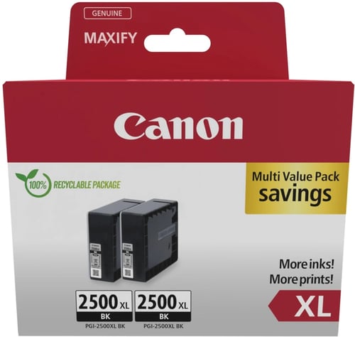 Canon PGI-2500XL Embalagem múltipla de 2 Tinteiros Originais Preto - 9254B011 - Canon 9254B011