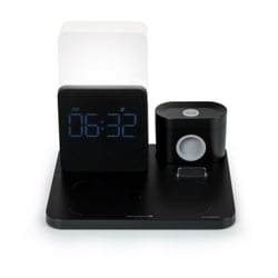 Despertador Thomson com estação de carregamento sem fio para smartphones e smartwatches - Carregamento USB-C para fones de ouvido - Tela LCD - Luz noturna LED - Preto - Thomson CL800I