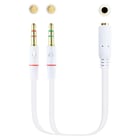 Cabo adaptador de áudio nanocabo Jack 3,5 mm fêmea 4 pinos para 2x jack 3,5 mm macho 3 pinos 0,20 m - cor branca - Nanocable 10.24.1203