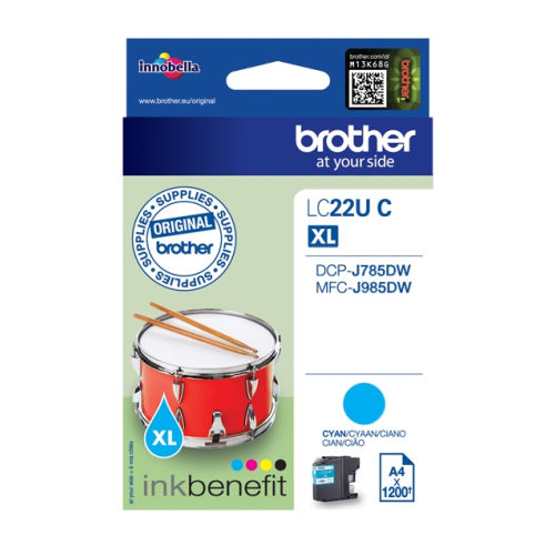 Tinteiro de tinta cião de alta capacidade inkbenefit - Brother LC22UCBP