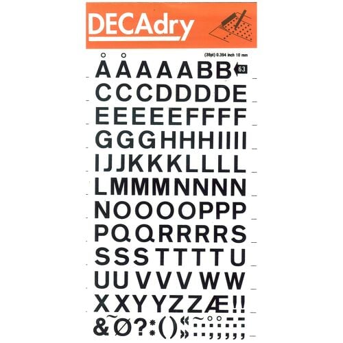 Apli Transfer Lettering Uppercase Black 10mm - Aplicação fácil - 129 caracteres - À prova de água - Preto - APLI 208761