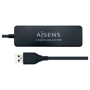 Aisens HUB USB 2.0 - Tipo A macho para 4xTipo A fêmea - 30cm - Cor preta - Aisens A104-0402