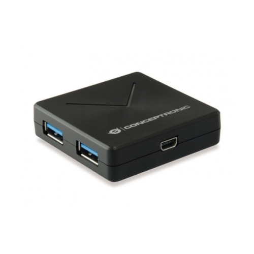 Conceptronic Hubbies 02 Extensor USB-A 3.0 para 4 portas USB-A 3.0 - 5Gbps - Preto - Conceptronic HUBBIES02B