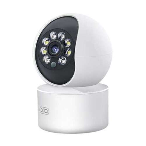 Câmara de Segurança Wifi XO - Resolução 3mpx 2304x1296 - Deteção de movimento 0-10m - Visão nocturna - Intercomunicador de voz - Gravação em loop - Rotação ajustável - Suporta MicroSD até 128Gb - Cor Branco - XO XOCR01