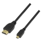Cabo Aisens High Speed Micro HDMI / HEC - A Macho-D/Macho - 1,8 m - Compatibilidade 3D e Ethernet - Cor preta - Aisens A119-0117