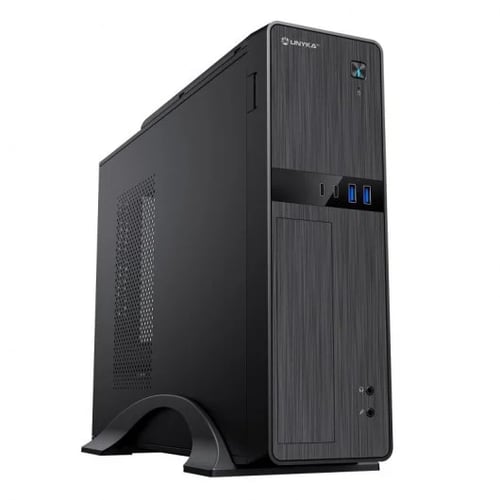 Unykach UK52112 Caixa MicroATX Tower + Fonte de alimentação SFX 450W - Tamanho de disco suportado 3,5", 2,5" - USB-A 3.2, USB-C e áudio - Unykach 229512