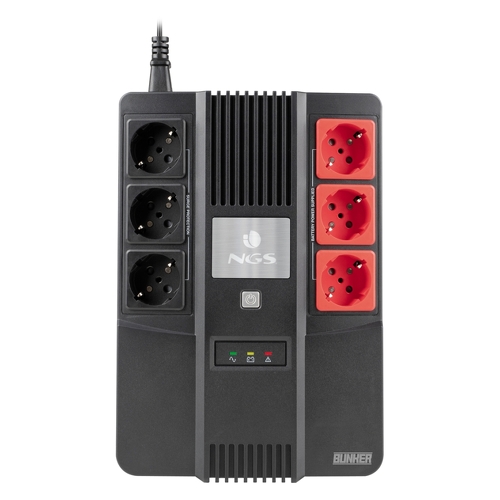 NGS Fortress Bunker UPS 600VA UPS 360W - Bateria incorporada 12V/7 - Tecnologia off-line - Função AVR - 6x Schukos - Proteção contra sobrecarga e curto-circuito - NGS FORTRESSBUNKER