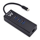 EWENT HUB USB-C 3 PORT+ 1 PORT GIGABIT LAN USB POWERED - Ewent EW1141