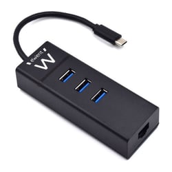 EWENT HUB USB-C 3 PORT+ 1 PORT GIGABIT LAN USB POWERED - Ewent EW1141