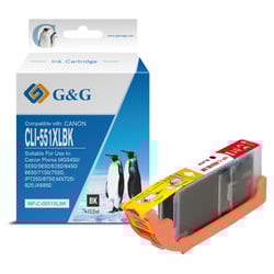 G&G Canon CLI551XL Preto Cartucho de Tinta Compatível, 10.2 ml - Tinteiro Compatível 6443B001/6508B001