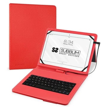 Teclado Subblim com bolsa universal para tablet - 10,1" - Teclas grandes e espaçadas - Resistente a derrames - Fecho magnético - Rosa - Subblim 234532