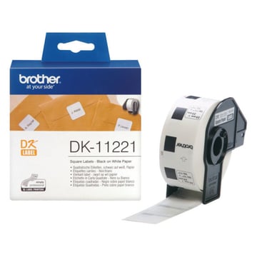 Etiquetas pré-cortadas quadradas (papel térmico). 1.000 etiquetas brancas de 23 x 23 mm - Brother DK11221
