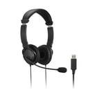 Auricular USB Kensington com microfone - Banda para a cabeça ajustável - Almofadas para os ouvidos almofadadas - Controlos no cabo - Cabo de 1,80 m - Preto - Kensington K33065WWWWWW