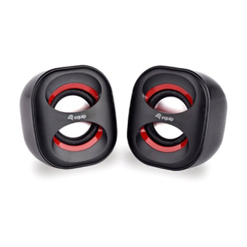 Equip Life Mini Colunas USB 2.0 6W - Conector Jack 3.5mm - Cabo de Controlo - Cor Preto/Vermelho - Equip 245331